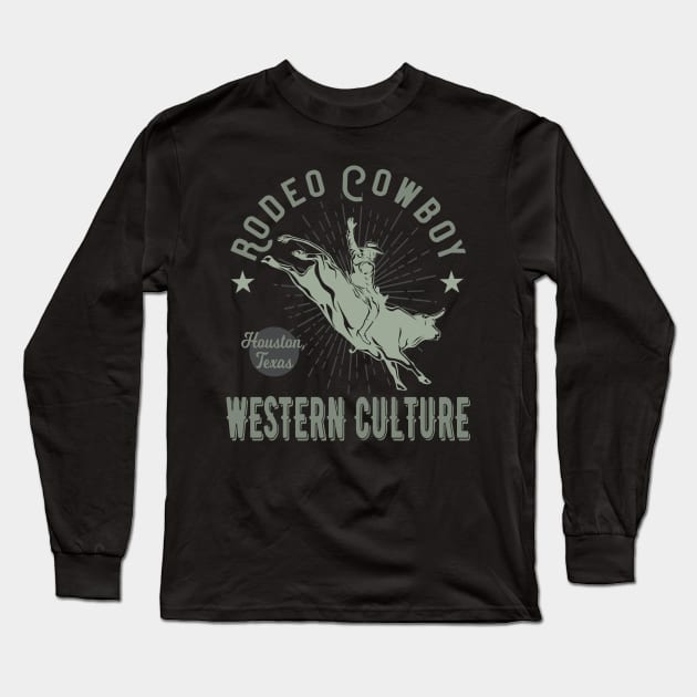 Rodeo Cowboy Western Style Long Sleeve T-Shirt by Foxxy Merch